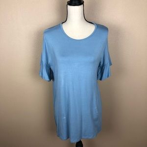 Dusty Blue Bell Sleeve Top
